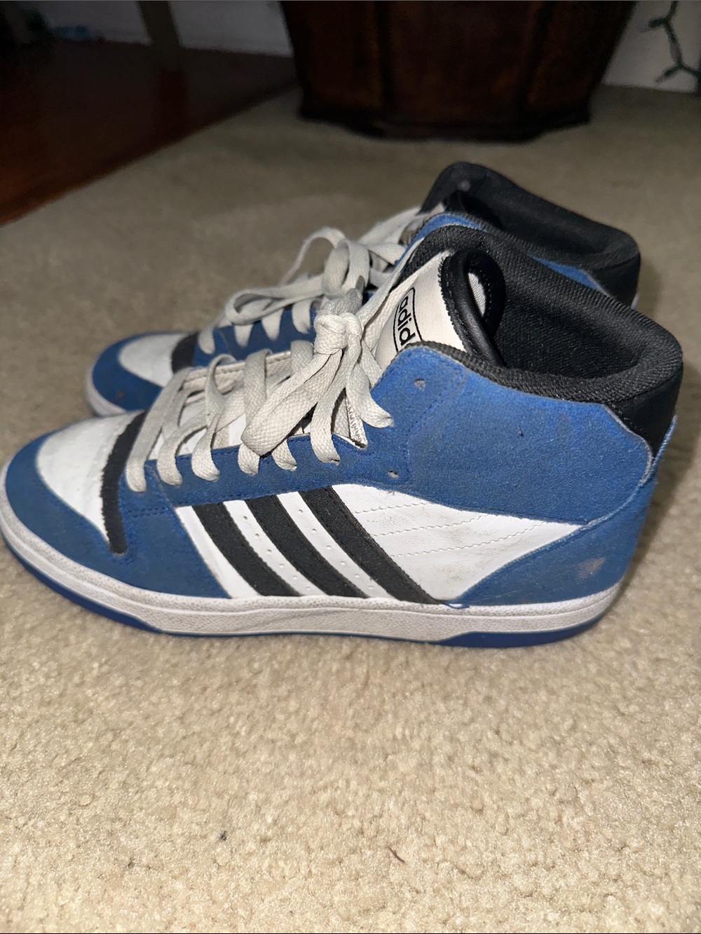 adidas Kids Blue, White & Black High-Top Sneakers